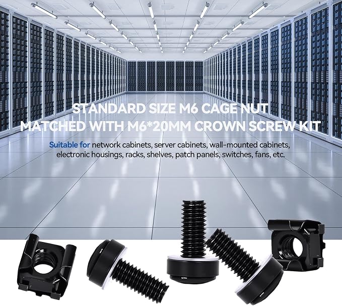 30-Pack M6 x 20mm Rack Mount Screws and Cage Nuts - Image 5