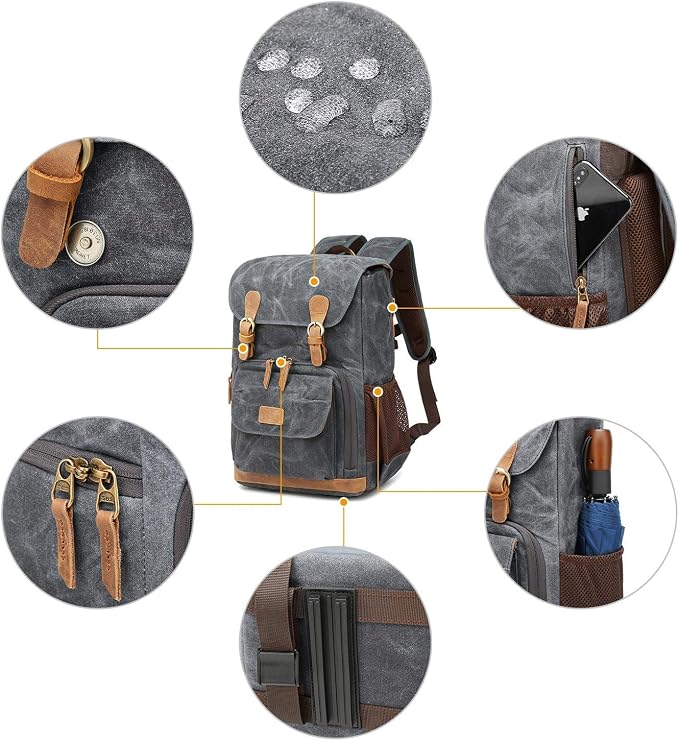UBAYMAX Camera Backpack, DSLR SLR Waterproof Canvas Camera Bags Rucksack 15.6 - Image 6