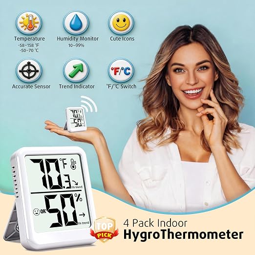 4-Pack Room Thermometer Indoor Hygrometer, Small Digital Temperature and - Image 2