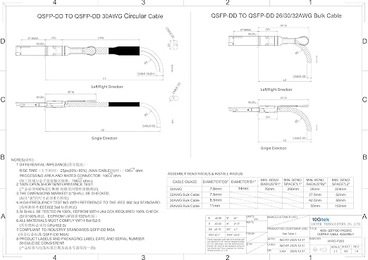 10Gtek 400GBASE QSFP-DD to QSFP-DD Passive Direct Attach Copper Twinax Cable - Image 3