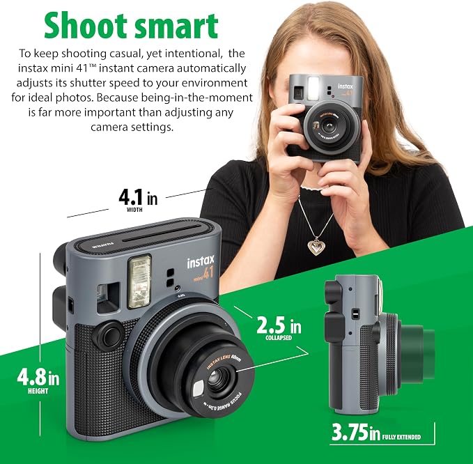 Fujifilm Instax Mini 41 Instant Film Camera Black + 20 Instax Instant Film - Image 8