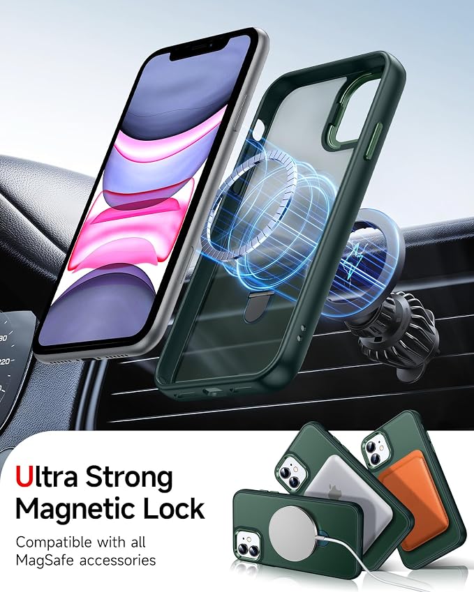 LeYi for iPhone-11 Cases with Kickstand Green for Magsafe Cover Funda para - Image 3