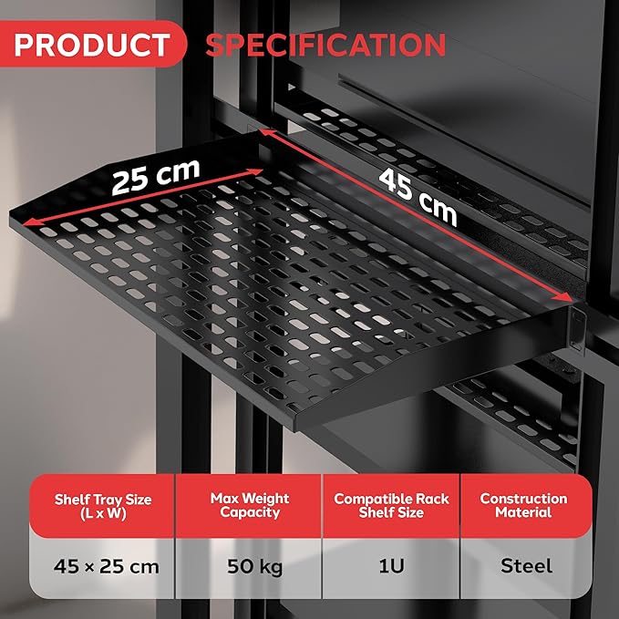Pyle 19-Inch 1U Server, Vented Shelves - Image 3