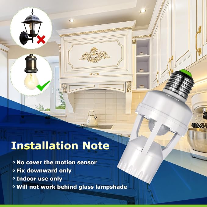 Hortsun 6 Pieces Motion Sensor Light Socket Smart Screw in Light Bulb Outlet - Image 4