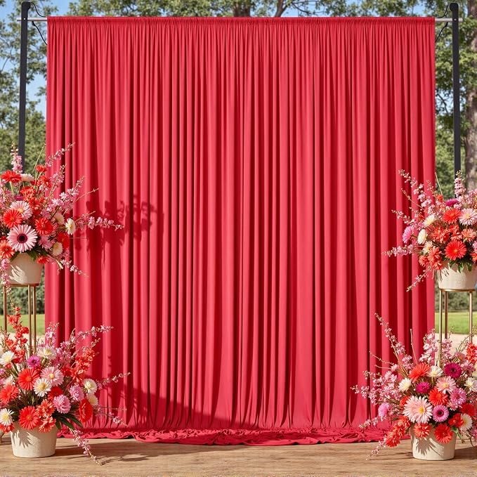 12ft x 10ft Red Backdrop Curtains - Image 3