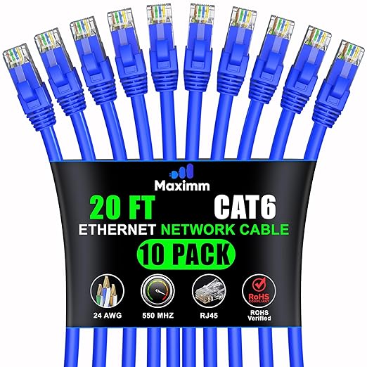 Maximm Cat 6 Ethernet Cable 20 ft by MaximmCable