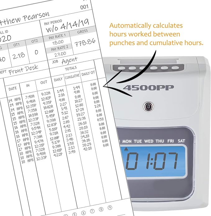 Nile Products - 4500PP Electronic Calculating Time Clock, Employees in/Out Time - Image 3