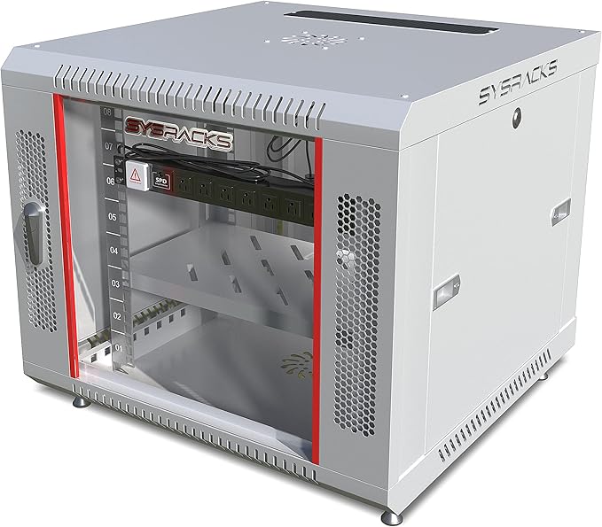9U Wall Mount Server Rack Cabinet – 19" Network Rack Enclosure, PDU & Shelf by SYSRACKS