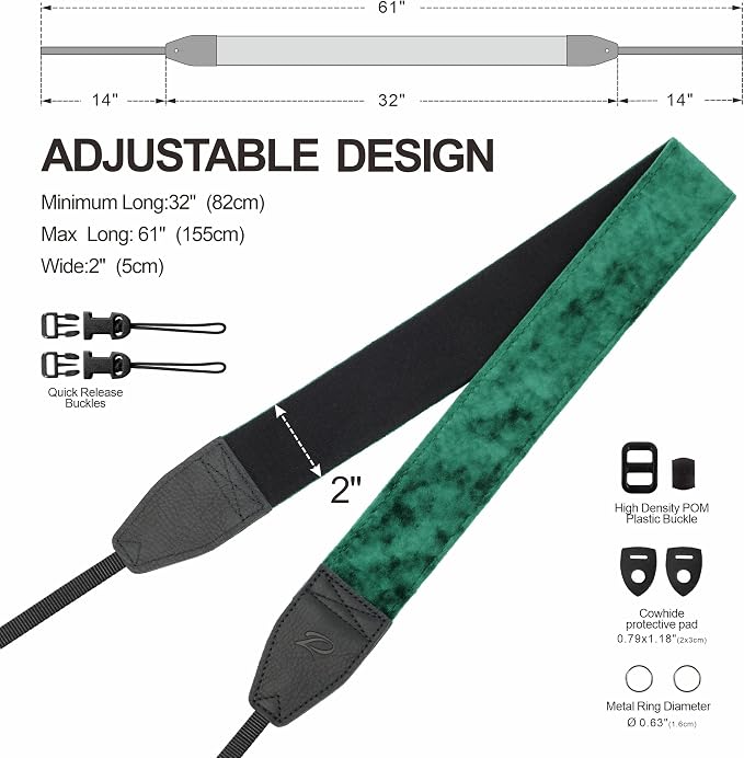Padwa Lifestyle Green Velvet Camera Strap - Image 6