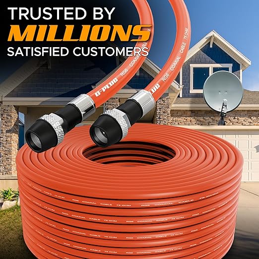G-PLUG RG6 Coaxial Cable 150FT – Triple Shielded, Waterproof, 75 Ohm - Image 5
