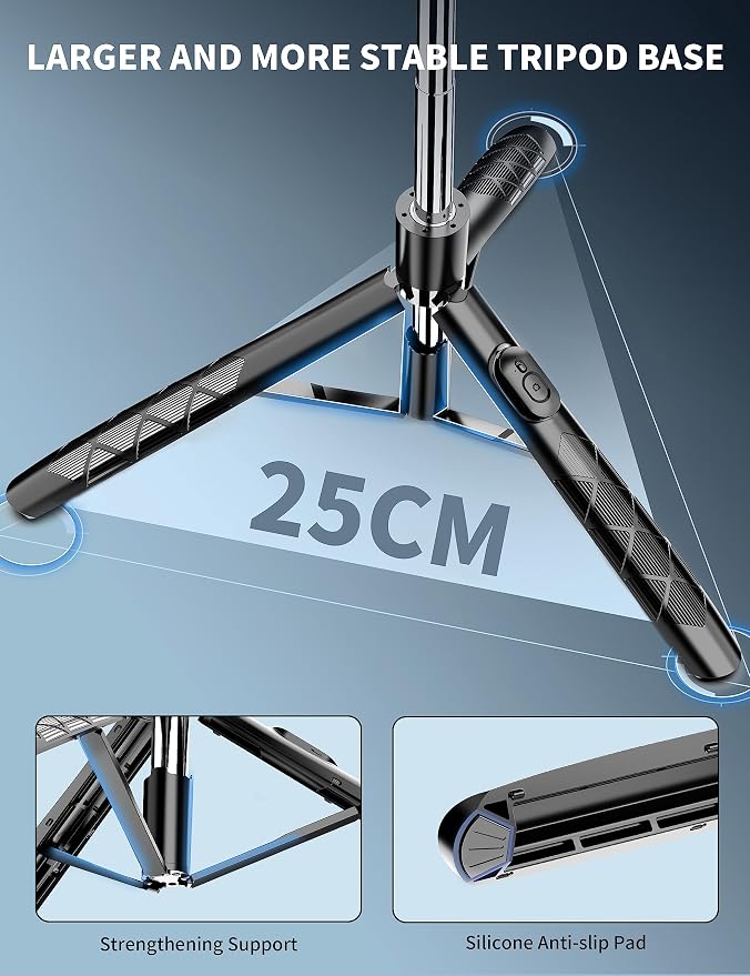 71" Phone Tripod & Selfie Stick, All in One Extendable Cell Phone Tripod - Image 3