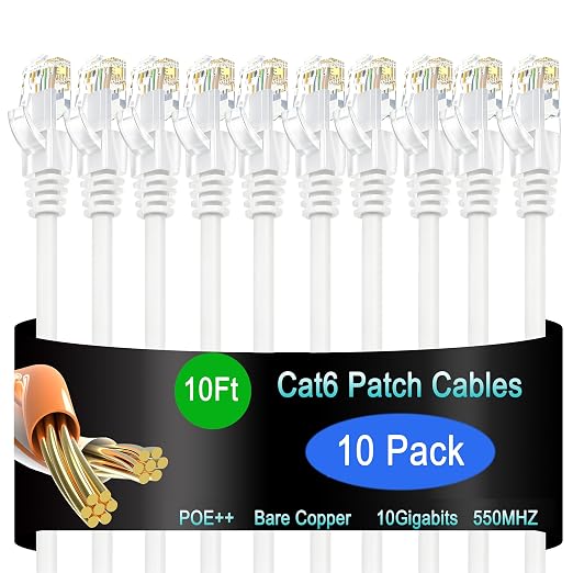 Cat6 Ethernet Patch Cable 10 ft, Cat6 Patch Cable by Lysymixs