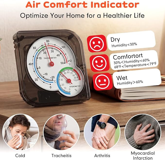 Kathfly 6 Pcs Indoor Thermometer and Humidity Gauge Indoor Mini Thermometer - Image 6