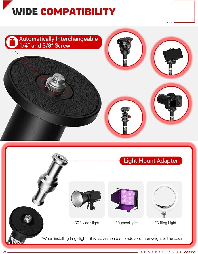 IFOOTAGE A200 Round Base Monopod, Aluminum Tabletop Small Tripod, Compatible - Image 5