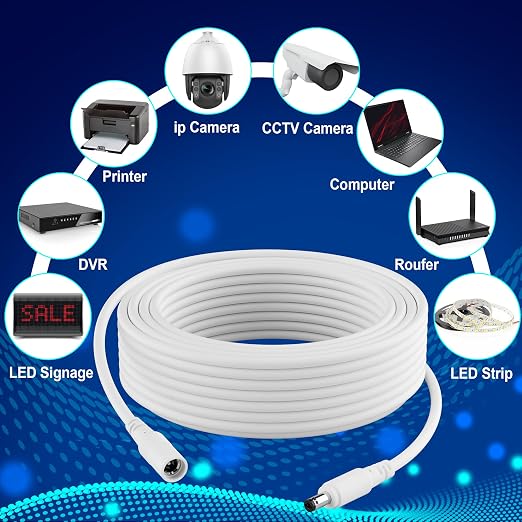 12V DC Power Extension Cable 35 FT, 5.5 mm x 2.1 mm 5521 Male to Female Supply - Image 4