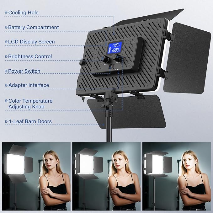 2 Pack Led Video Light Kit - Image 3