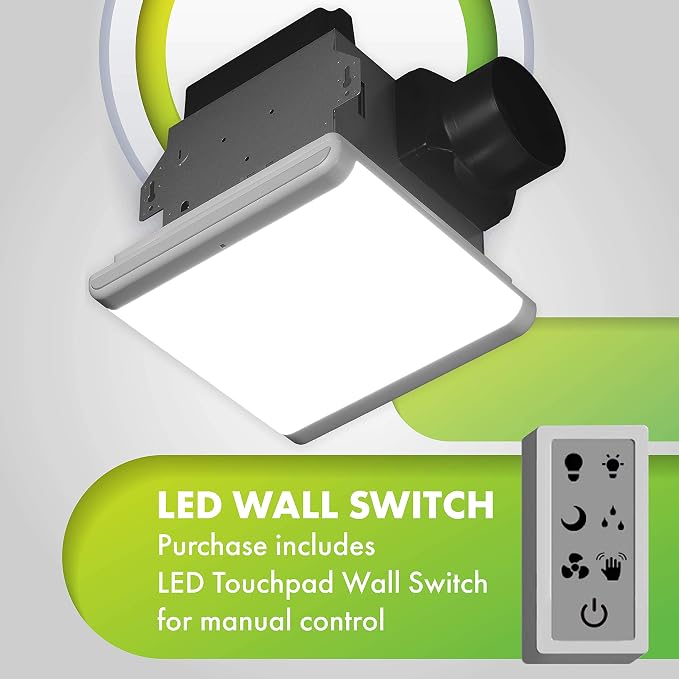 Homewerks 7146-80-MS Bathroom Fan Integrated Dimmable LED Light Humidity Sensor - Image 4