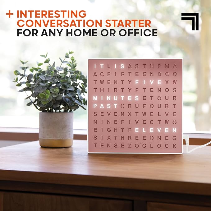 Sharper Image LED Word Digital Clock, Rose Gold Finish, Light-Up Desk & Wall - Image 4