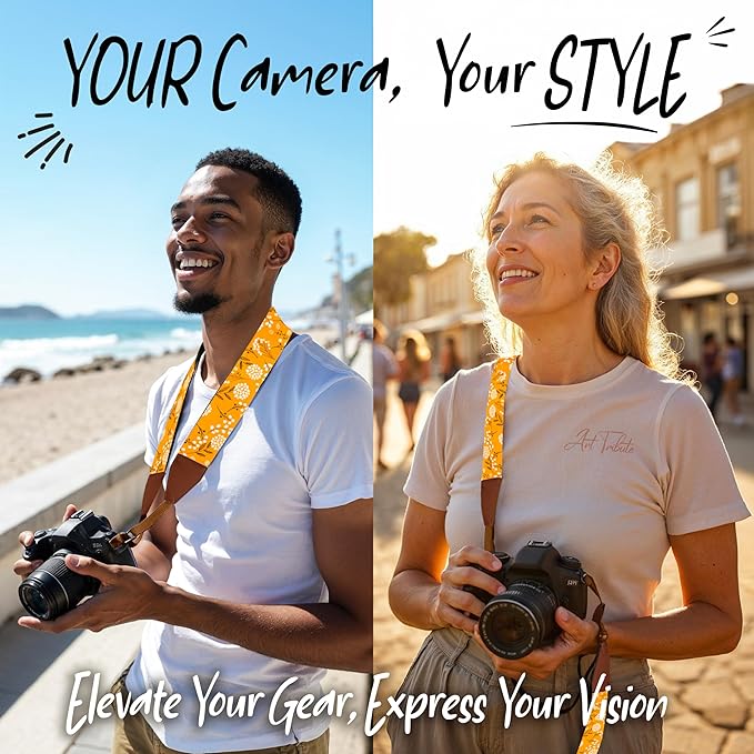 Art Tribute Camera Strap, Vintage Embroidered Neck Shoulder & Crossbody Camera - Image 2
