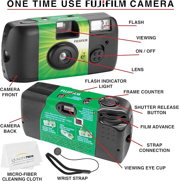 Fujifilm QuickSnap Flash 400 Disposable 35mm Camera Bonus Hand Strap + Quality - Image 2