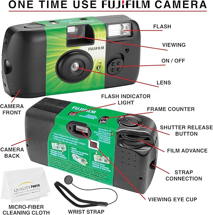 Fujifilm QuickSnap Flash 400 Disposable 35mm Camera + Hand Strap + Quality - Image 2