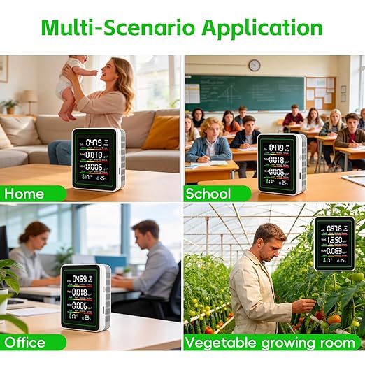 5-in-1 Indoor Air Quality Monitor, Portable CO2 Detector - Image 7