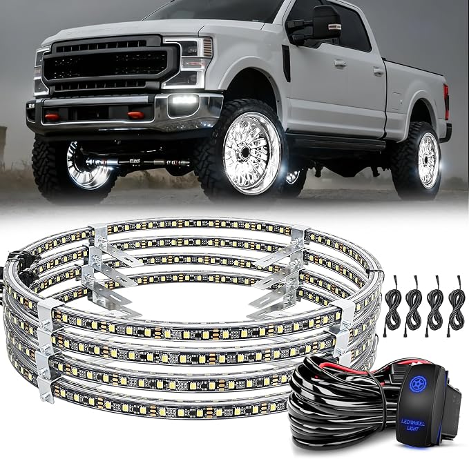Nilight 4PCS 15.5inch Double Row LED Wheel Ring Lights Pure White by Nilight