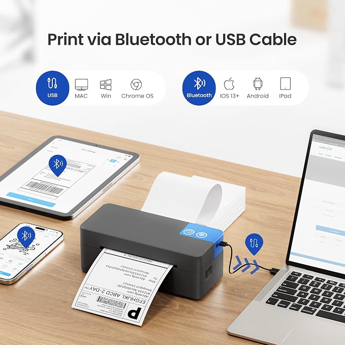 Bluetooth Thermal Shipping Label Printer, 4x6 Portable Thermal Label Printer - Image 2