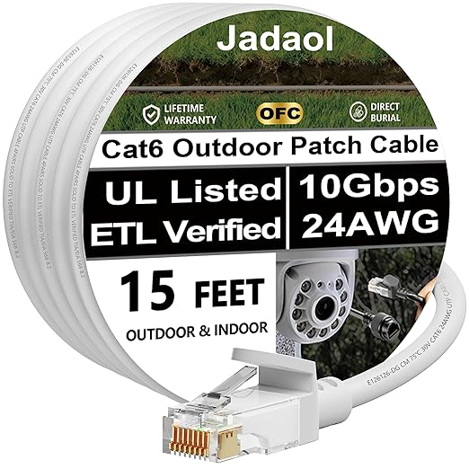 Jadaol Cat 6 Ethernet Cable 15ft, Outdoor&Indoor, 10Gbps Support Cat8/7 Network by Jadaol