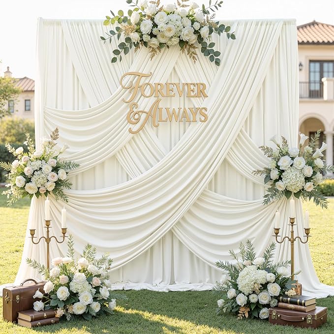 12ft x 10ft Ivory Backdrop Curtains - Image 3