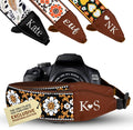 Art Tribute Personalized Camera Strap Brown White Flowers by ArtTribute