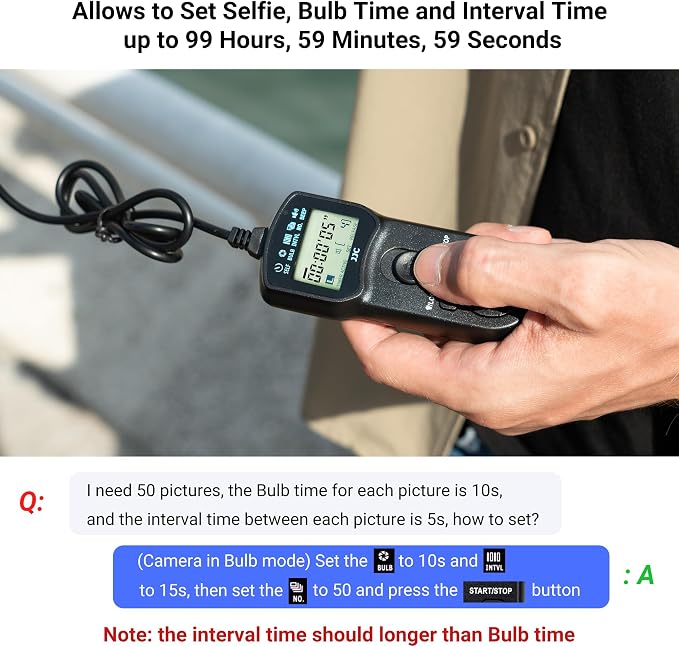 JJC TC-80N3 Intervalometer Timer Remote Shutter Release Time Laspe - Image 3