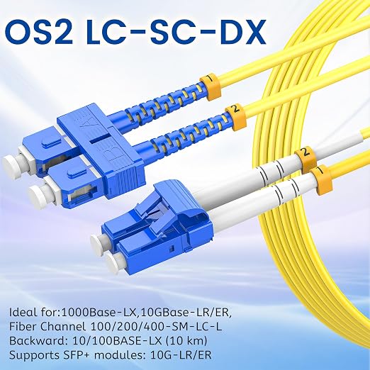 SpeedyCables- 2M/7ft OS2 LC to SC Fiber Patch Cable, 1G/10G 9/125um Single Mode - Image 3