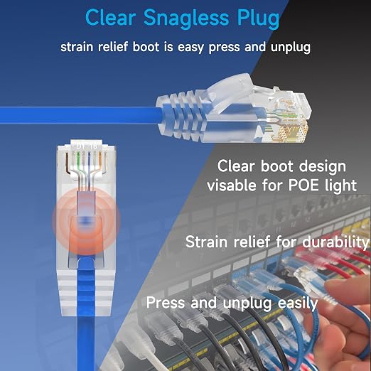 Cat6a Slim Ethernet Patch Cable 7 ft, Cat6a Patch Cable - Image 4