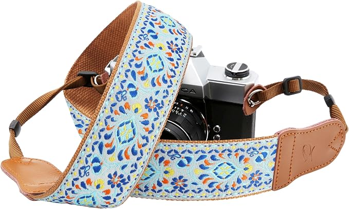 Padwa Lifestyle Blue Vintage Embroidered Camera Strap - Image 8