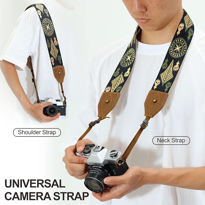 Padwa Lifestyle 2" Wide Classic Crazy Horse Art Cowhide Head Cotton Camera - Image 3