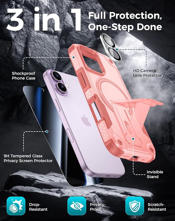 Goton for iPhone 17 Case with Privacy Tempered Glass Screen Protector & Camera - Image 3
