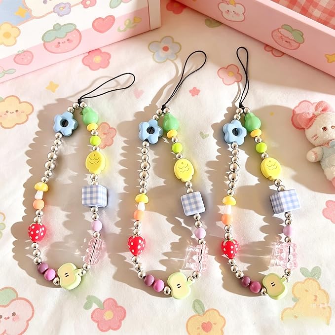 2 Pcs Phone Charm Strap Hand Wrist Strap Camera Lanyard Pearl Beaded Cute Chain - Image 7