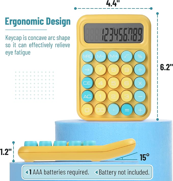Mr. Pen- Mechanical Switch Calculator, 12 Digit Large LCD Display, Colorful - Image 2
