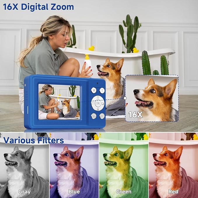 Digital Camera, 56MP 2.7K Dual-Screen Selfie Camera - Image 7