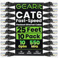 GEARit Cat 6 Ethernet Patch Cable 25 ft Black by GEARit