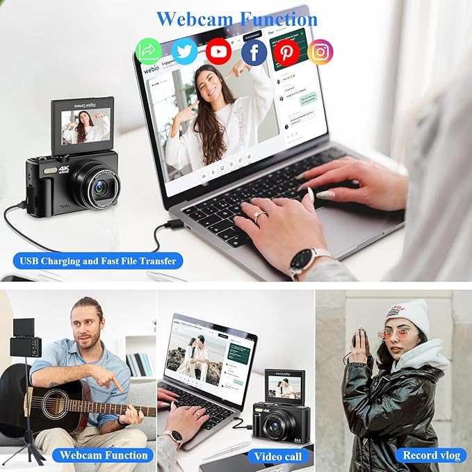 4K Digital Camera for Photography, 64MP Vlogging Camera for YouTube, WiFi Vlog - Image 5