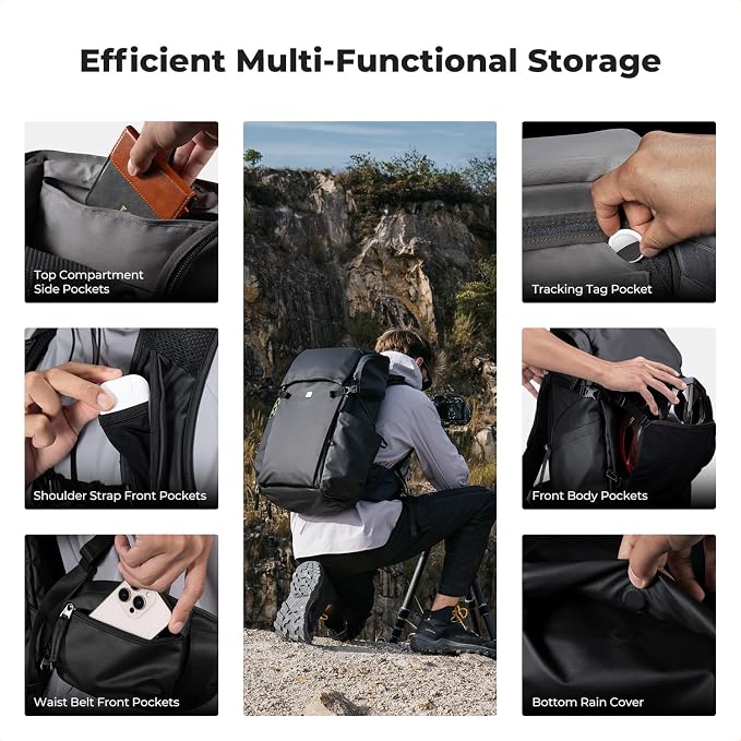 K&F Concept Camera Backpack, 30L Large Capacity Camera Bag, Waterproof DSLR - Image 4