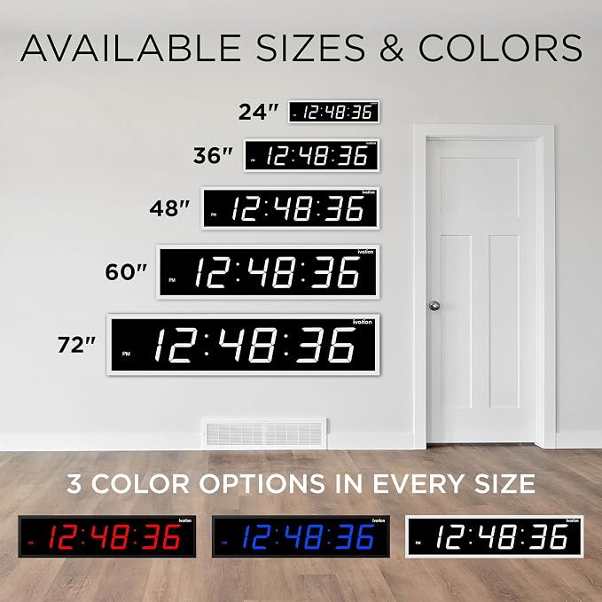 Ivation Huge Oversized 60" Large Digital LED Clock | Big Digital Clock - Image 9