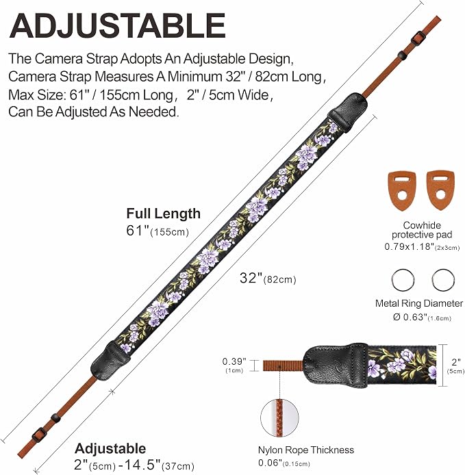 Padwa Lifestyle Purple Flower Camera Strap - Image 5