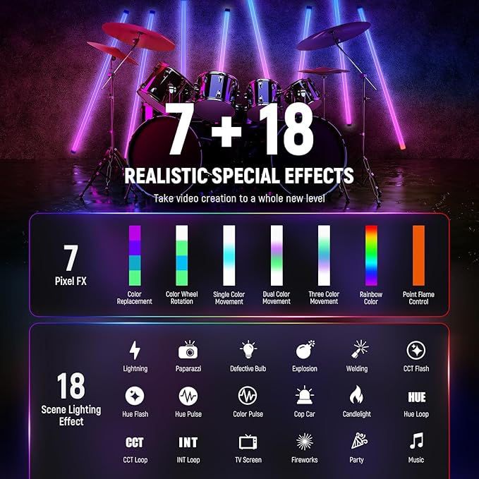 NEEWER TL120C RGB Tube Light, 42W Full Color RGBWW Photography LED Video Light - Image 4