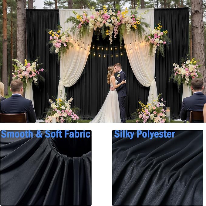 30ftx12ft Wrinkle Free Black Backdrop Curtains - Image 4