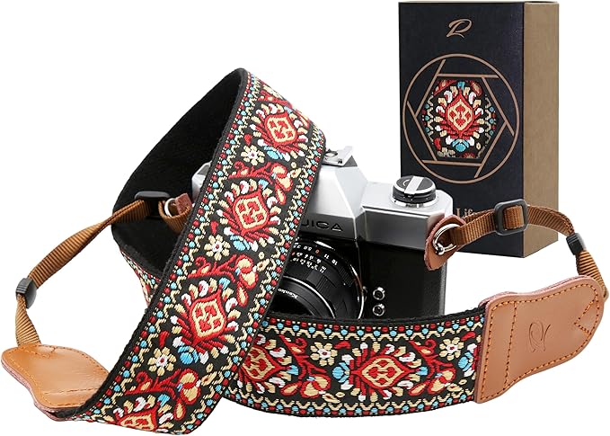 Padwa Lifestyle Red Vintage Embroidered Camera Strap by PadwaLifestyleCameraStrap