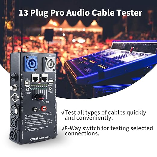 MFL. 13-Plug Audio Cable Tester Line Finder Black 13-in-1 Cables Checker 8-Way - Image 3