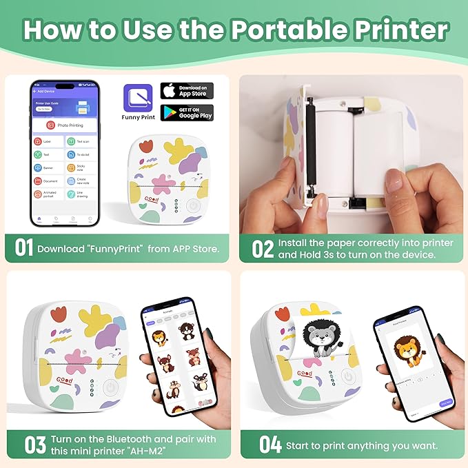 Mini Sticker Printer AHM2, Mini Thermal Printer - Image 3